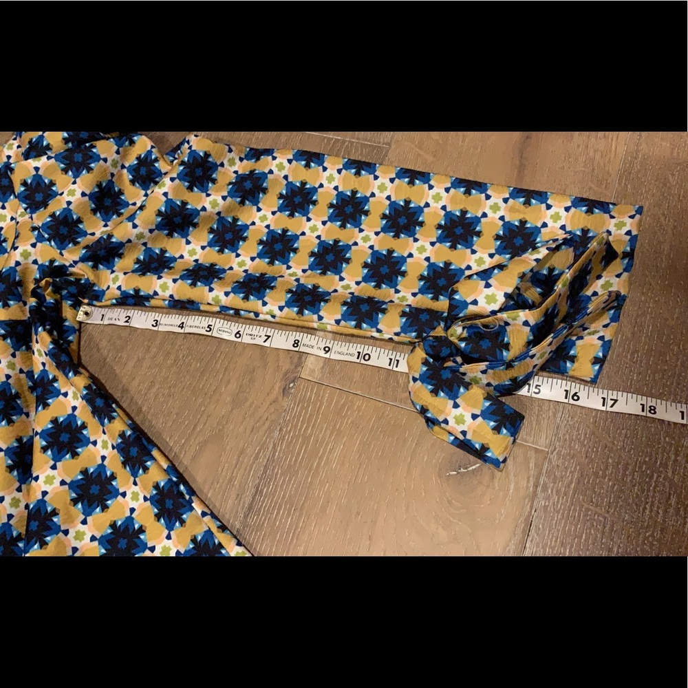 Ina Yellow and Blue High-Neck Puff Sleeve Blouse size M - Picture 13 of 15